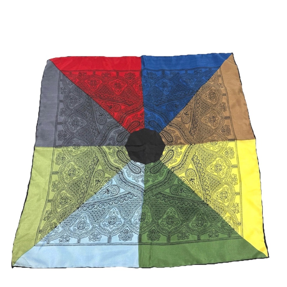 Imperial Silk Handkerchief Made In Italy Hand‎ Rolled Square Colorful